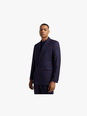 MKM BURGANDY FRESH DRIP CHECK SUIT JACKET