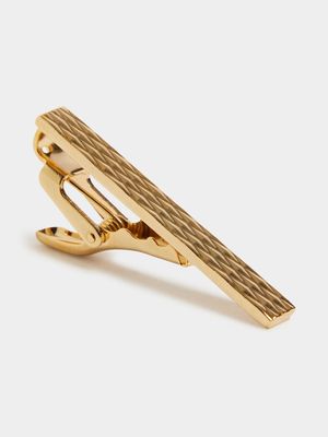Men's Markham Strip Detail Gold Tie Clip