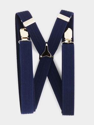 MKM Navy Melange Suspenders