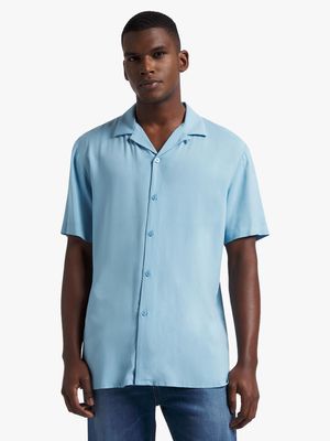 Men's Markham Plain Viscose Blue Shirt