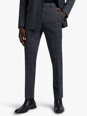 Men's Markham Slim Check Charcoal Suit Trouser