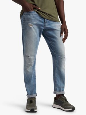 G-Star Men's Dstaq 3D Slim Sunfaded Denver Restored Blue Jeans