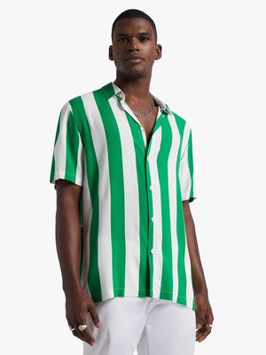 Men's Markham Stripe Viscose Green/ White Shirt