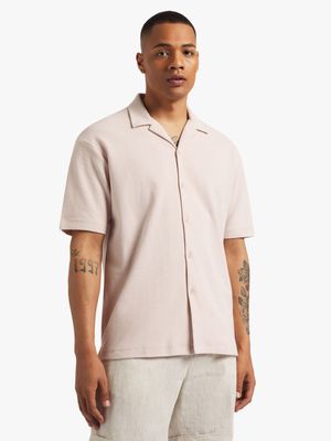 Men's Markham Textured Waffle Pink Shirt
