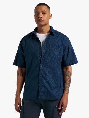 Men's Relay Jeans Japenese Print Navy Shirt