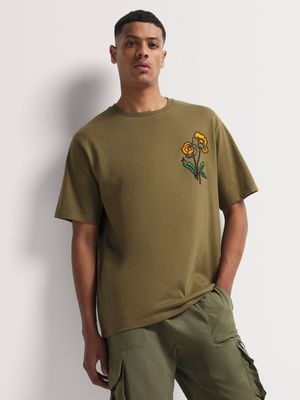 Men's Markham Heavy Weight Embroidery Dark Green T-Shirt