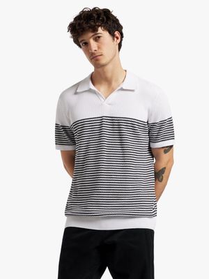 Men's Markham Knitwear Stripe Black/White Golfer