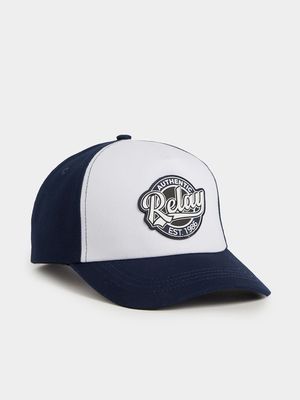 RJ Navy/White Large Rubber Badge Peak Cap