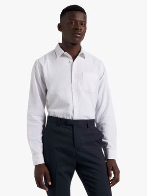 Men's Markham Plain Linen Blend White Shirt