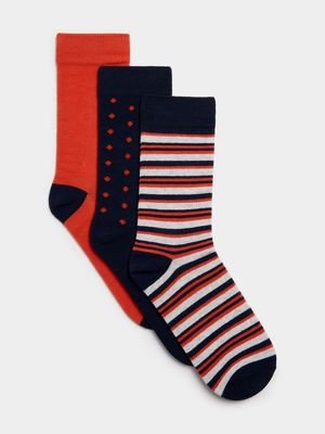 Men's Markham 3pk Pop Navy/Orange Socks