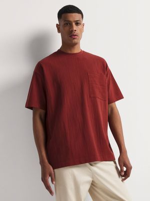 Men's Markham Textured Pocket Detail Rust T-Shirt