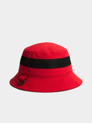 Men's Relay Jeans Mesh Insert Red Bucket Hat