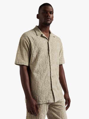 Men's Markham Jacqaurd Towelling Sage Shirt