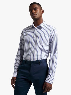 Men's Markham Stripe Smart White/ Blue Shirt