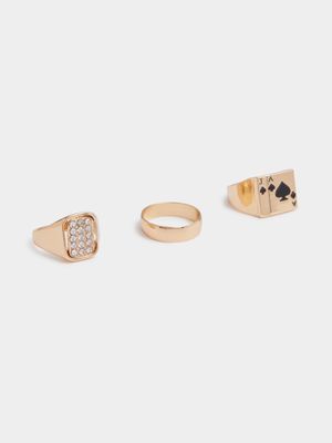MKM Gold Aces & Ice Signet Ring Pack