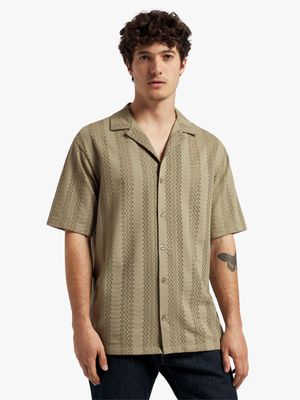 Men's Markham Textured Open Knit Sage Shirt