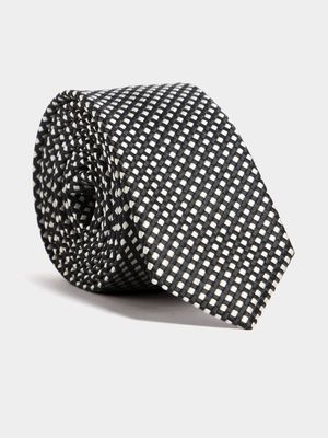 Men's Markham Check Stone & Black Skinny Tie