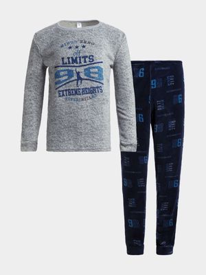 Jet Older Boys Grey/Navy Fleece Pyjama Set