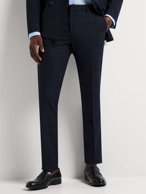 Men's Markham Skinny Windowpane Navy Suit Trouser