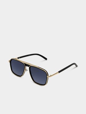 Men's Markham Upstyled Black Aviator Sunglasses