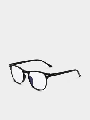Men's Markham Blueblock Wayfarer Black Sunglasses