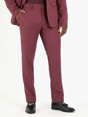 Men's Markham Smart Slim Textured Plum Trouser