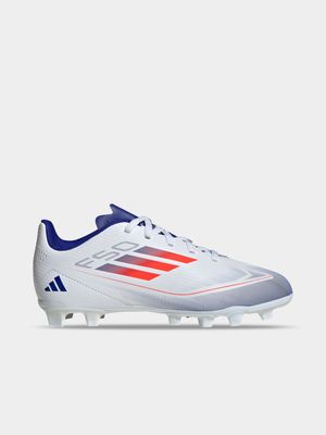 Junior adidas F50 Club FG White/Blue Boots
