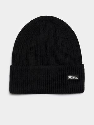 TS Black Ribbed Beanie