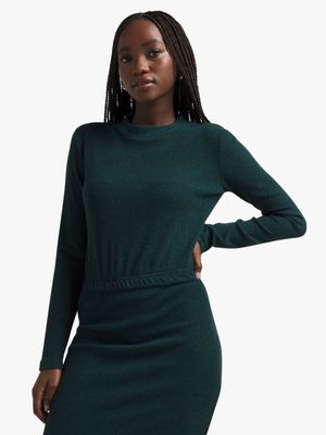 Jet Women's Green RIbbed Top