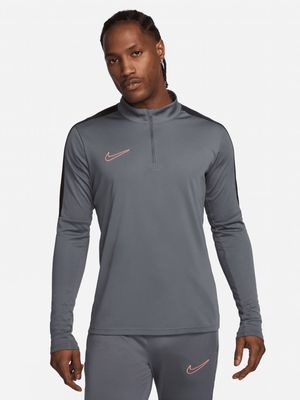 Mens Nike Dri-Fit Academy 1/2 Zip Drill Grey/Pink Long Sleeve Top