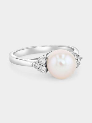 Sterling Silver Women's Cluster Pearl Ring