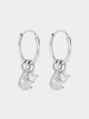 Sterling Silver Clear Cubic Zirconia Women's Earrings