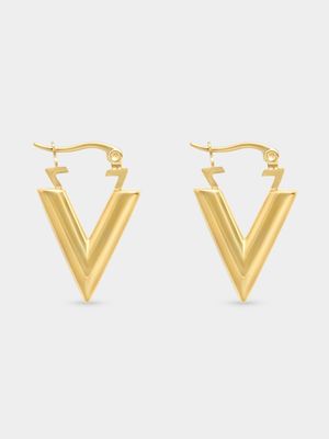 18ct Gold Plated Waterproof V-shaped Hinged Hoops