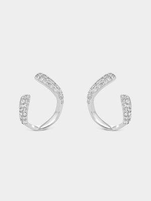 STERLING SILVER CZ PAVE CURVED STUDS