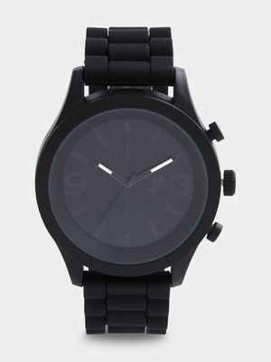Men's Relay Jeans Tonal Black Silicone Watch