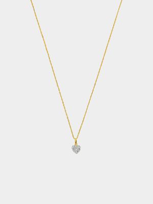 Yellow Gold Crystal Heart Pendant on Chain