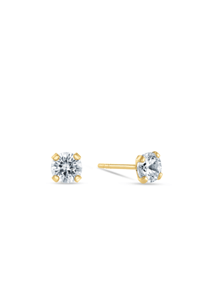 Yellow Gold 4mm Cubic Zirconia Claw Stud Earrings