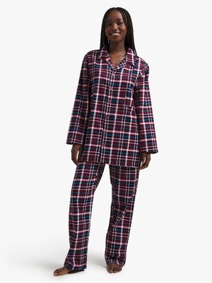 Jet Women's Burgundy Flannel Pyjama Set