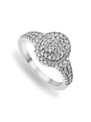 Sterling Silver & Cubic Zirconia Oval Cluster Ring