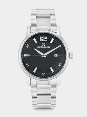 Daniel Klein Silver Plated Black Dial Stainless Steel Bracelet Watch