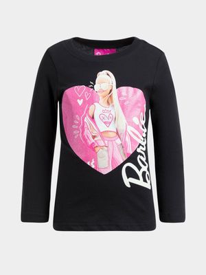 Jet Younger Girls Black Barbie T-Shirt