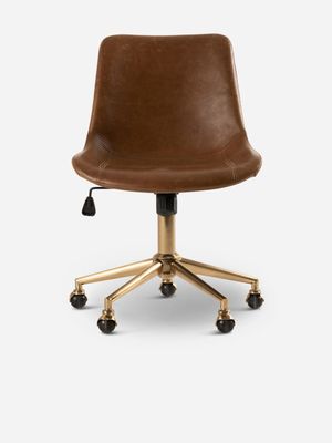 Portman Office Chair Brass Leg Tan