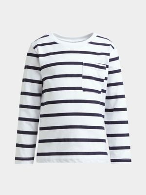 Jet Younger Boys Navy/White Stripe T-Shirt