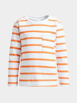 Jet Younger Boys Orange/White Stripe T-Shirt