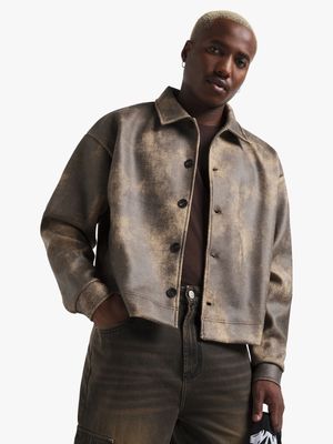 Men's Brown Textured Jacket