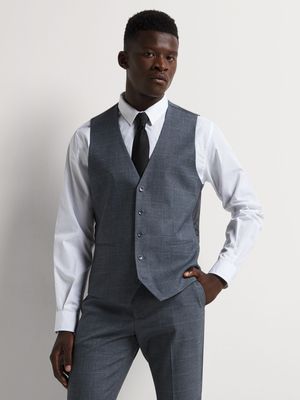 Men's Markham Slim Windowpane Check Grey Melange Waistcoat