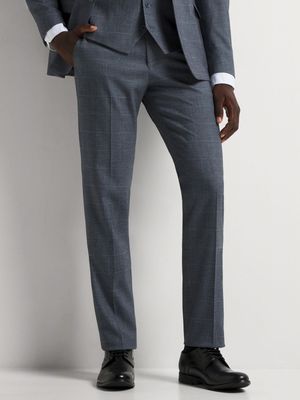 Men's Markham Slim Windowpane Check Grey Melange Suit Trouser