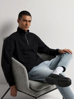 Men's Markham Half Zip Black Sweatshirt