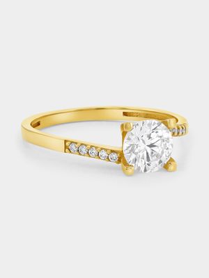 Yellow Gold Cubic Zirconia Solitaire Twist Ring