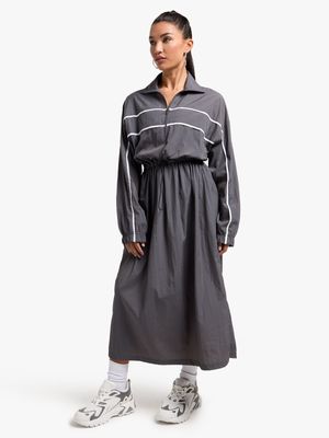 Women's Grey Teslon Maxi Dress